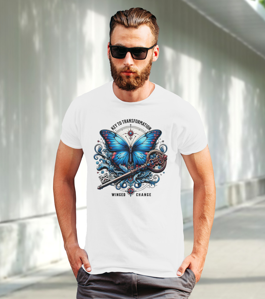Key To Transformation Winged Change Butterfly And Key T-Shirt