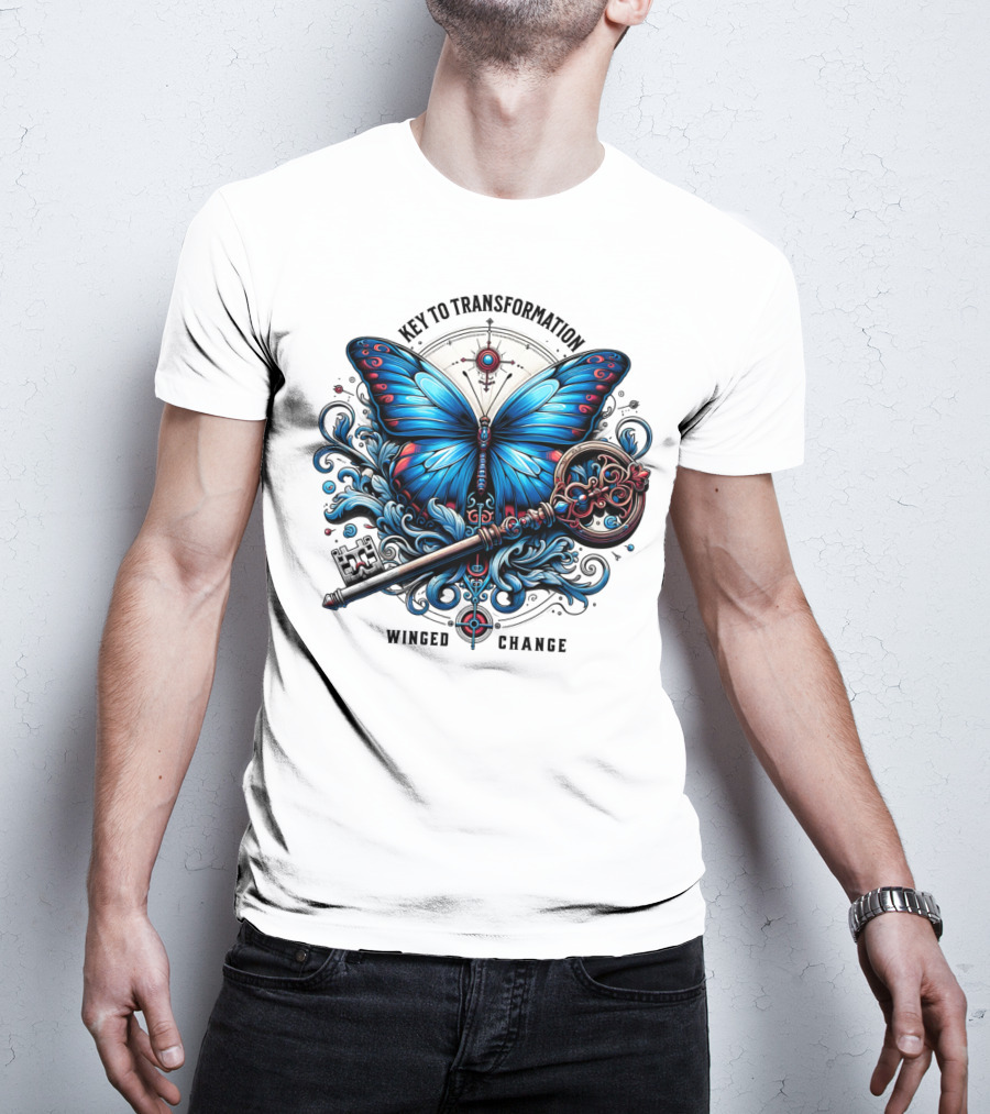 Key To Transformation Winged Change Butterfly And Key T-Shirt