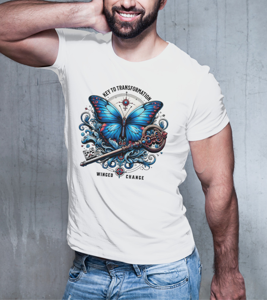 Key To Transformation Winged Change Butterfly And Key T-Shirt