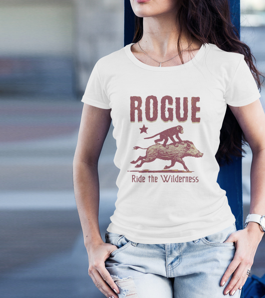 ROGUE Ride The Wilderness Monkey On Boar Adventure T-Shirt