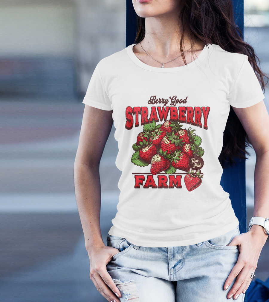 Berry Good Strawberry Farm You Pick Produce Vintage T-Shirt