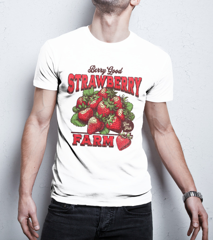 Berry Good Strawberry Farm You Pick Produce Vintage T-Shirt