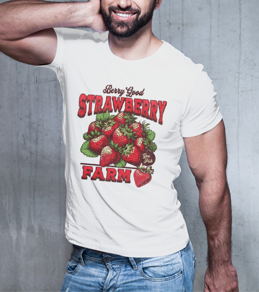 Berry Good Strawberry Farm You Pick Produce Vintage T-Shirt