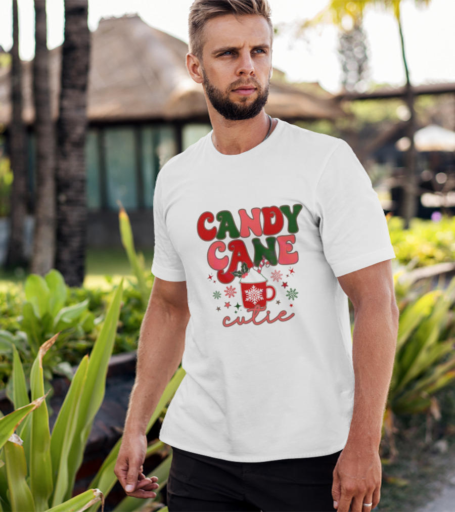 Candy Cane Cutie Mug Cocoa Holiday Oatmeal Natural T-Shirt