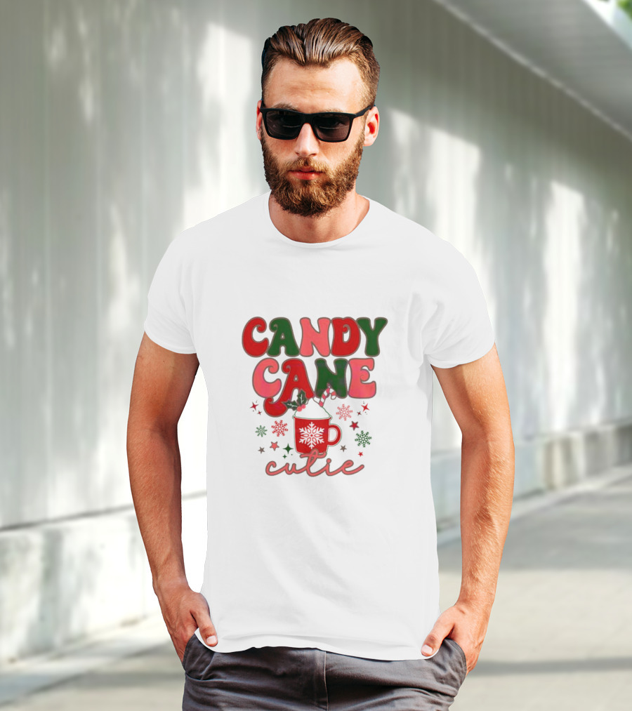 Candy Cane Cutie Mug Cocoa Holiday Oatmeal Natural T-Shirt