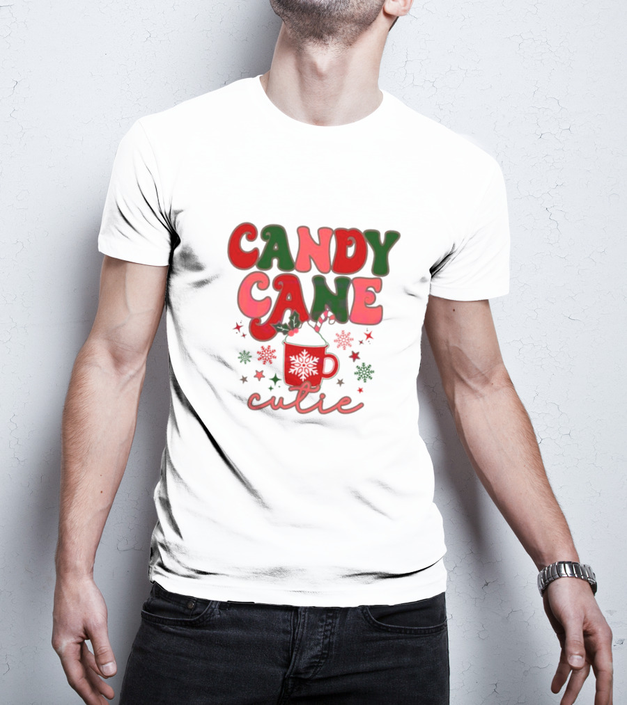 Candy Cane Cutie Mug Cocoa Holiday Oatmeal Natural T-Shirt