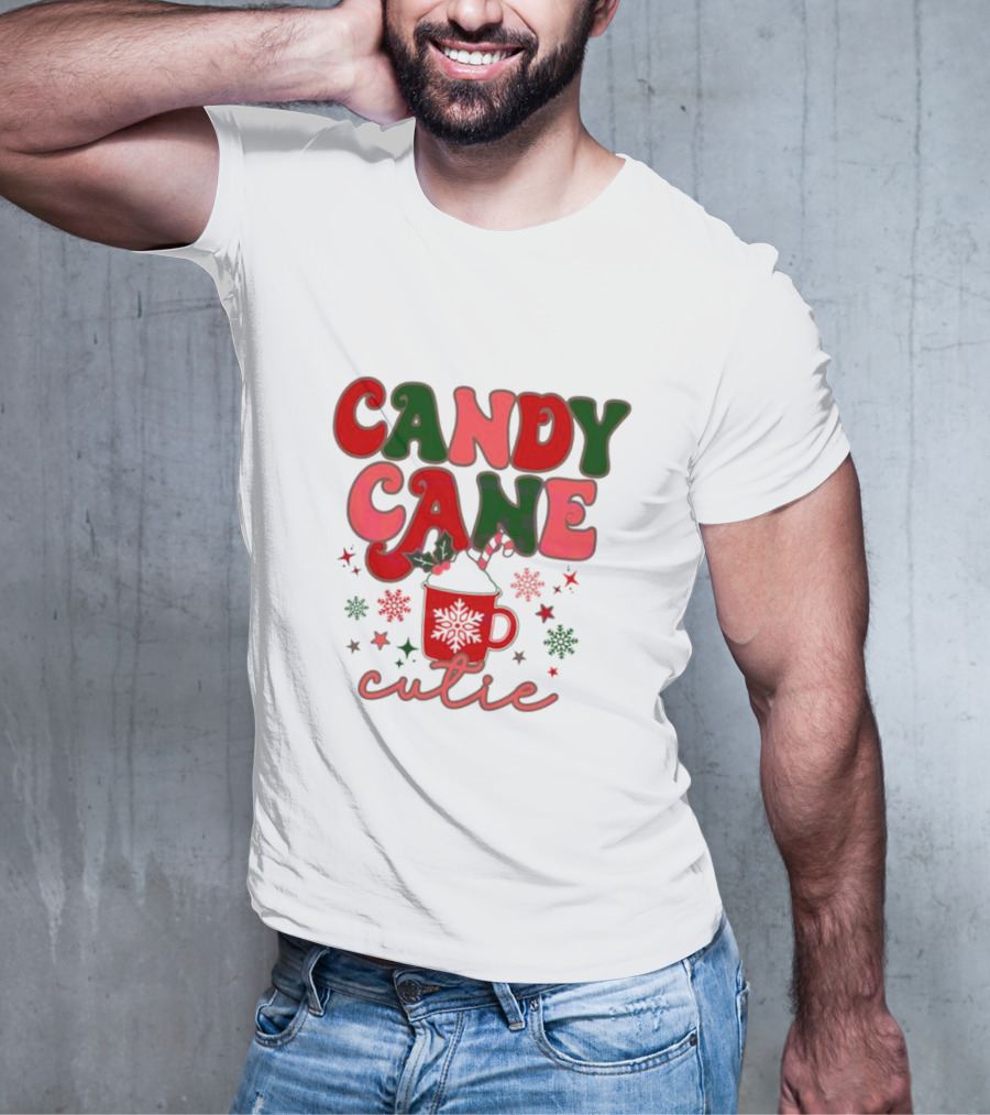 Candy Cane Cutie Mug Cocoa Holiday Oatmeal Natural T-Shirt