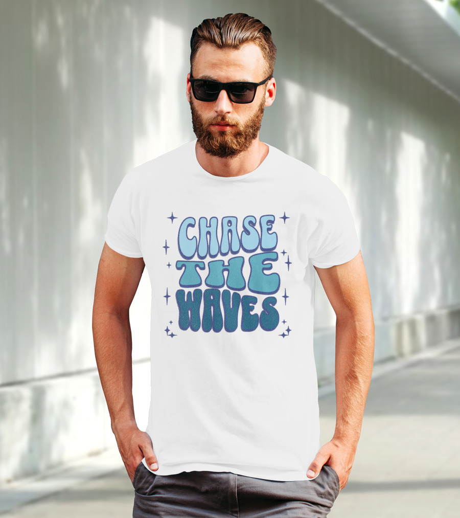 Chase The Waves Retro Font Star Accents T-Shirt