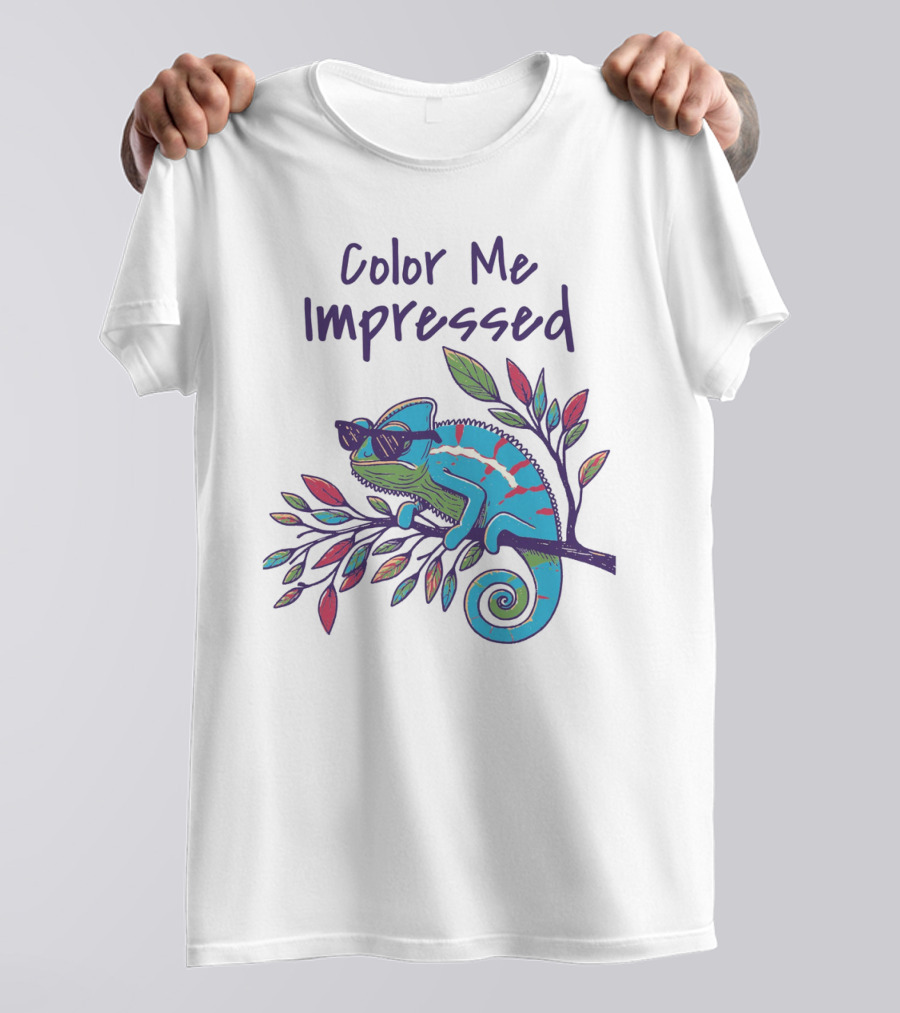 Color Me Impressed Chameleon With Sunglasses On Colorful Branch T-Shirt