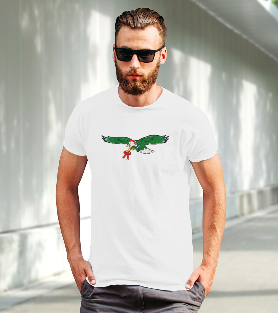 Eagles Football Santa Hat Holiday T-Shirt