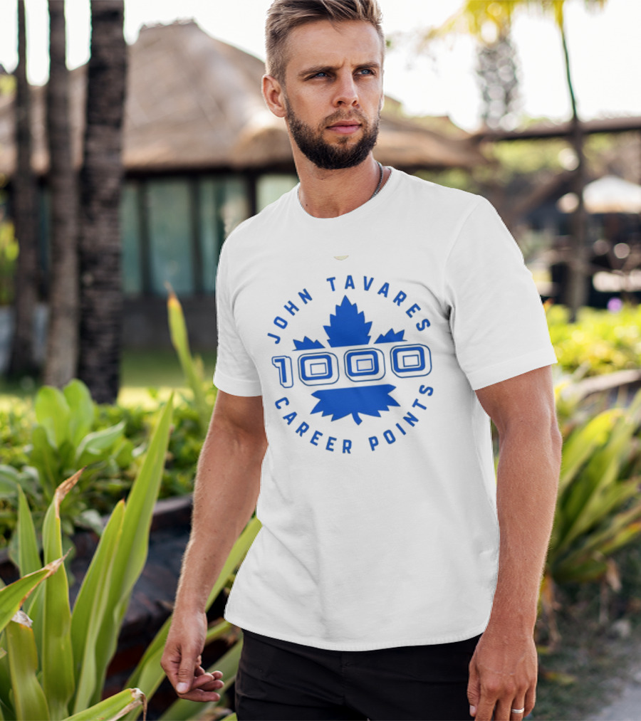 John Tavares 1000 Career Points Maple Leaf Achievement T-Shirt