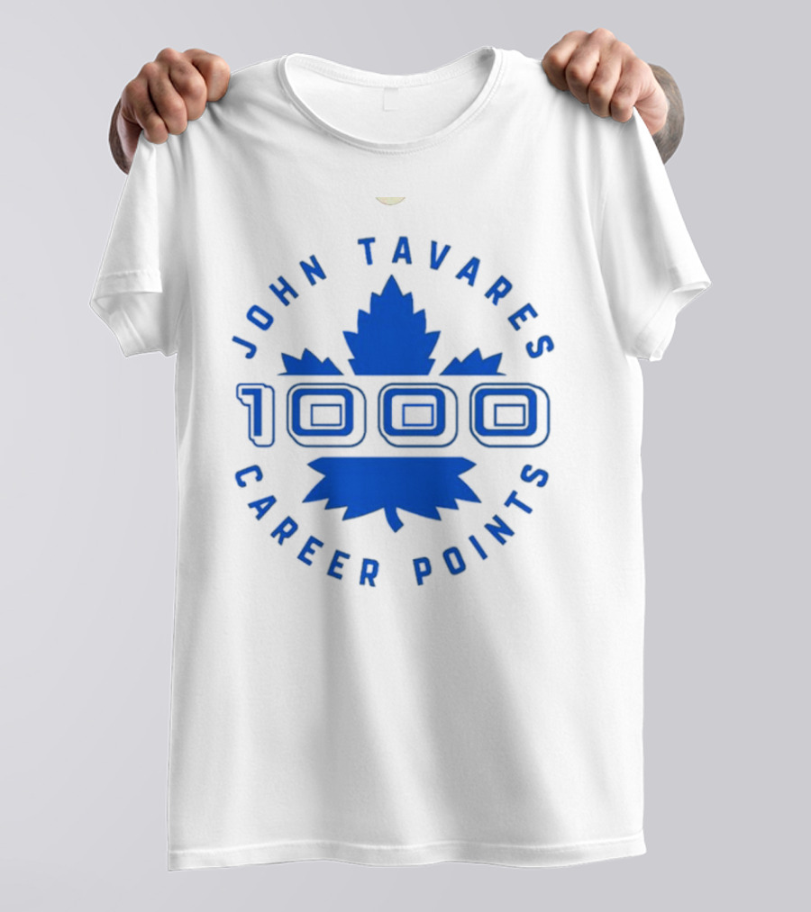 John Tavares 1000 Career Points Maple Leaf Achievement T-Shirt