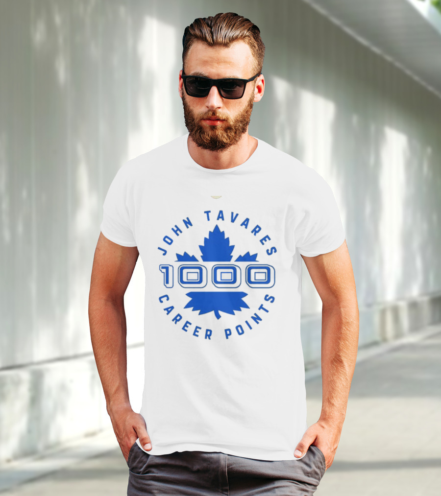 John Tavares 1000 Career Points Maple Leaf Achievement T-Shirt