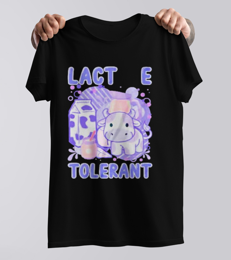 Lactose Intolerant Funny Milk Cow Cartoon T-Shirt
