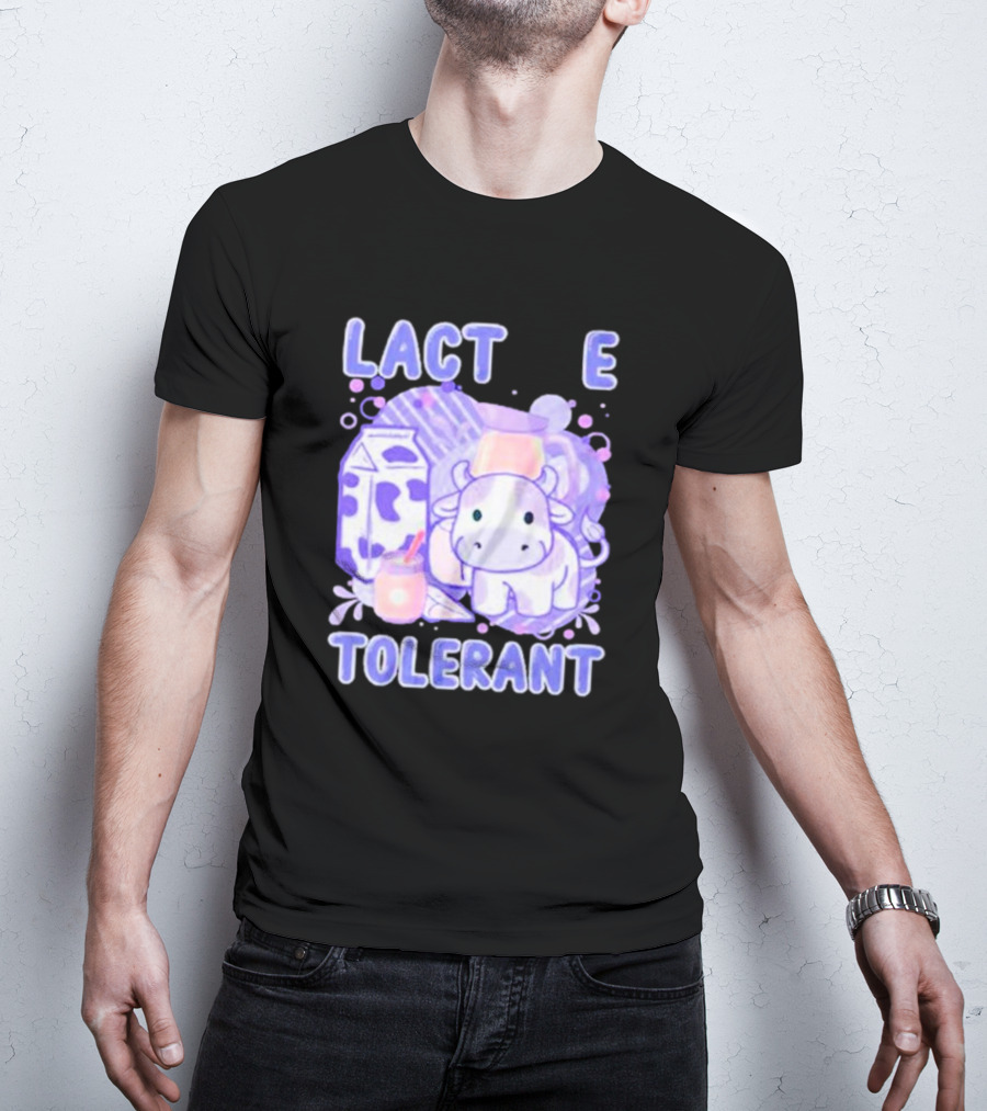 Lactose Intolerant Funny Milk Cow Cartoon T-Shirt