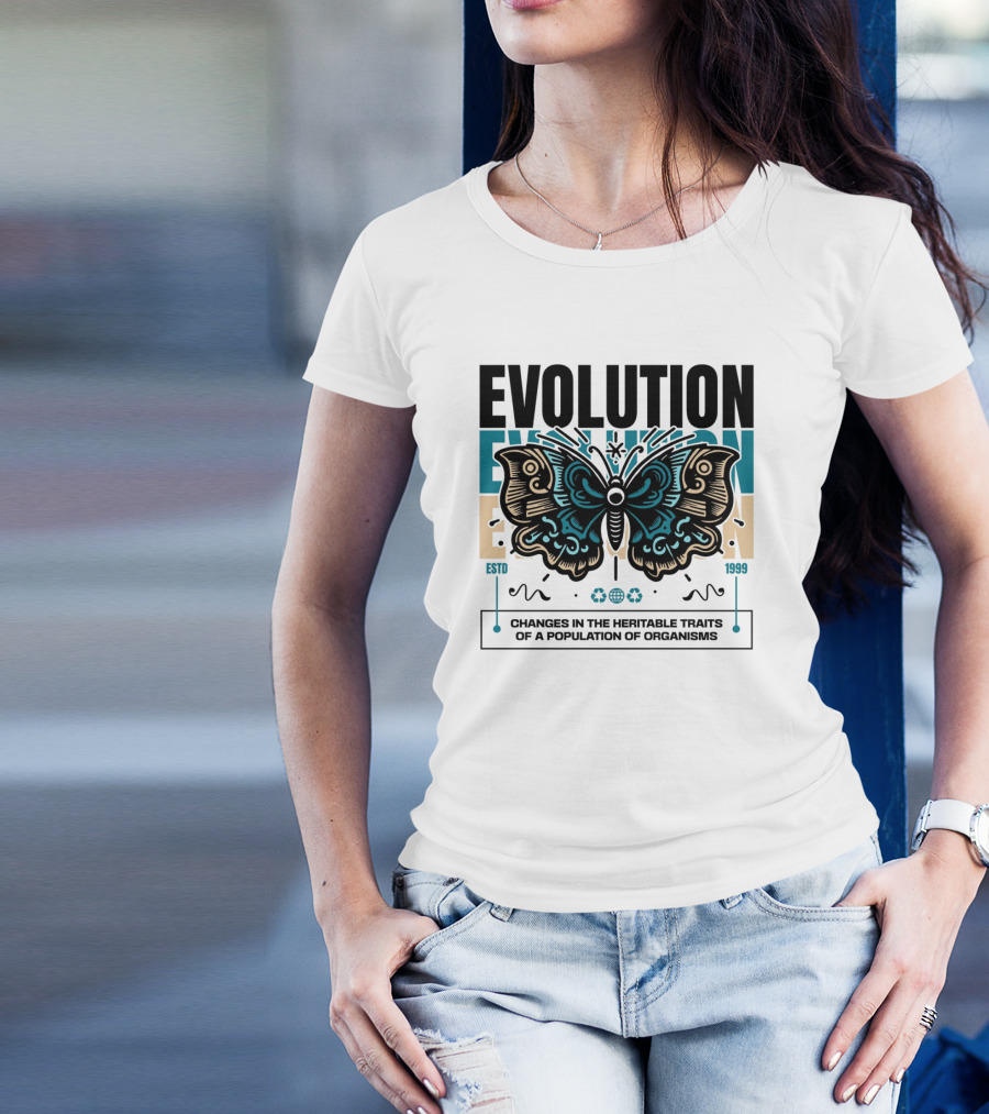 Evolution Butterfly Changes In Heritable Traits ESTD 1999 T-Shirt
