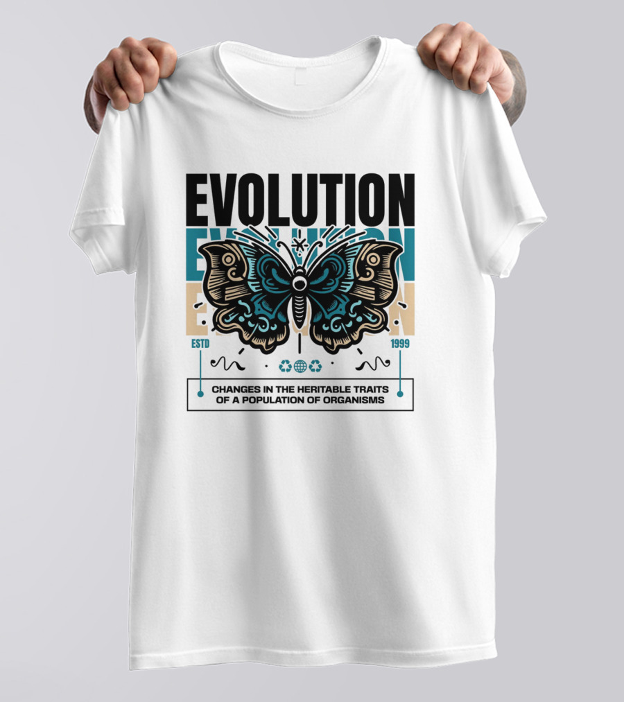 Evolution Butterfly Changes In Heritable Traits ESTD 1999 T-Shirt