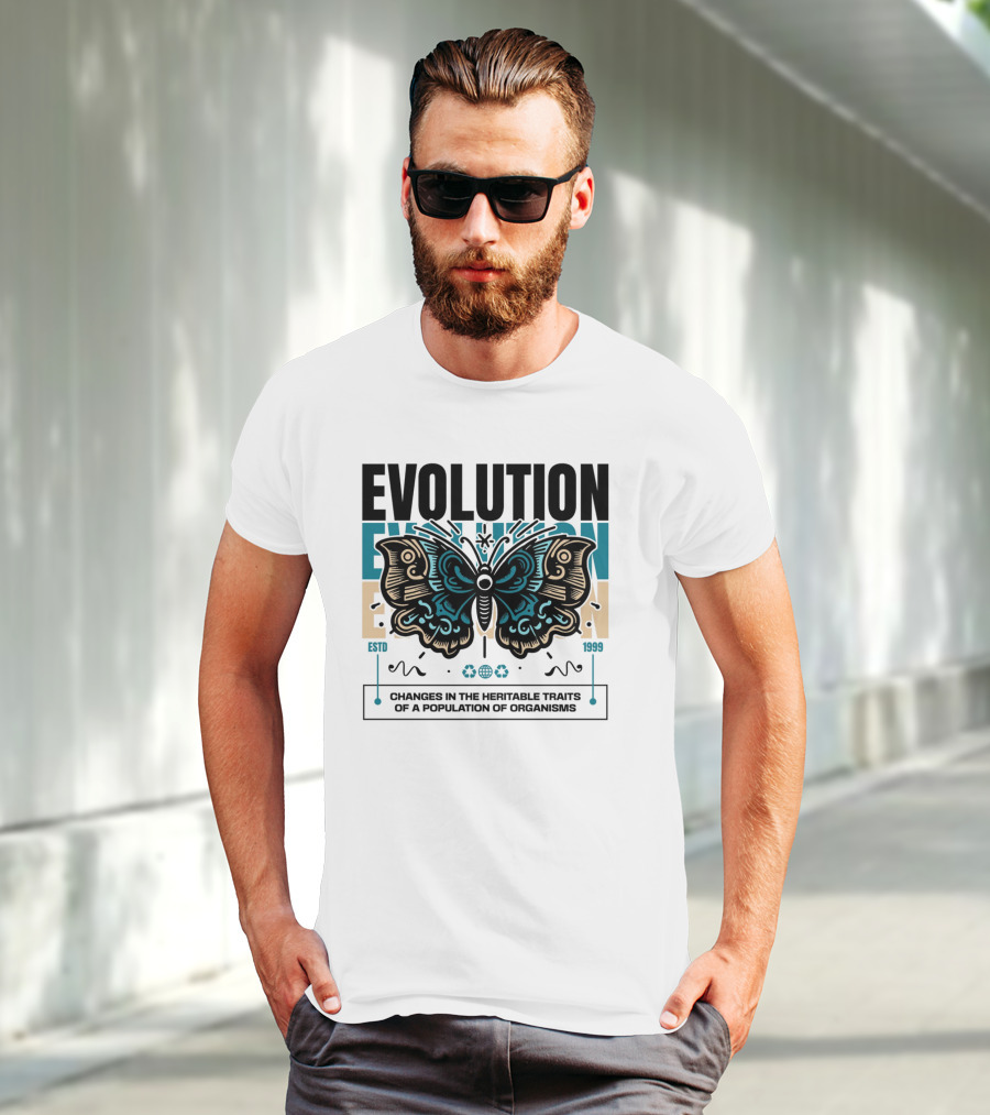 Evolution Butterfly Changes In Heritable Traits ESTD 1999 T-Shirt