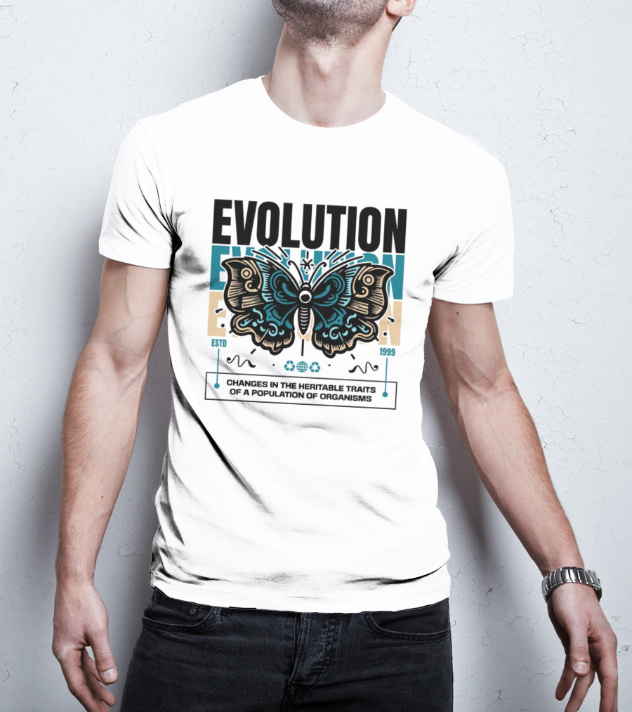 Evolution Butterfly Changes In Heritable Traits ESTD 1999 T-Shirt