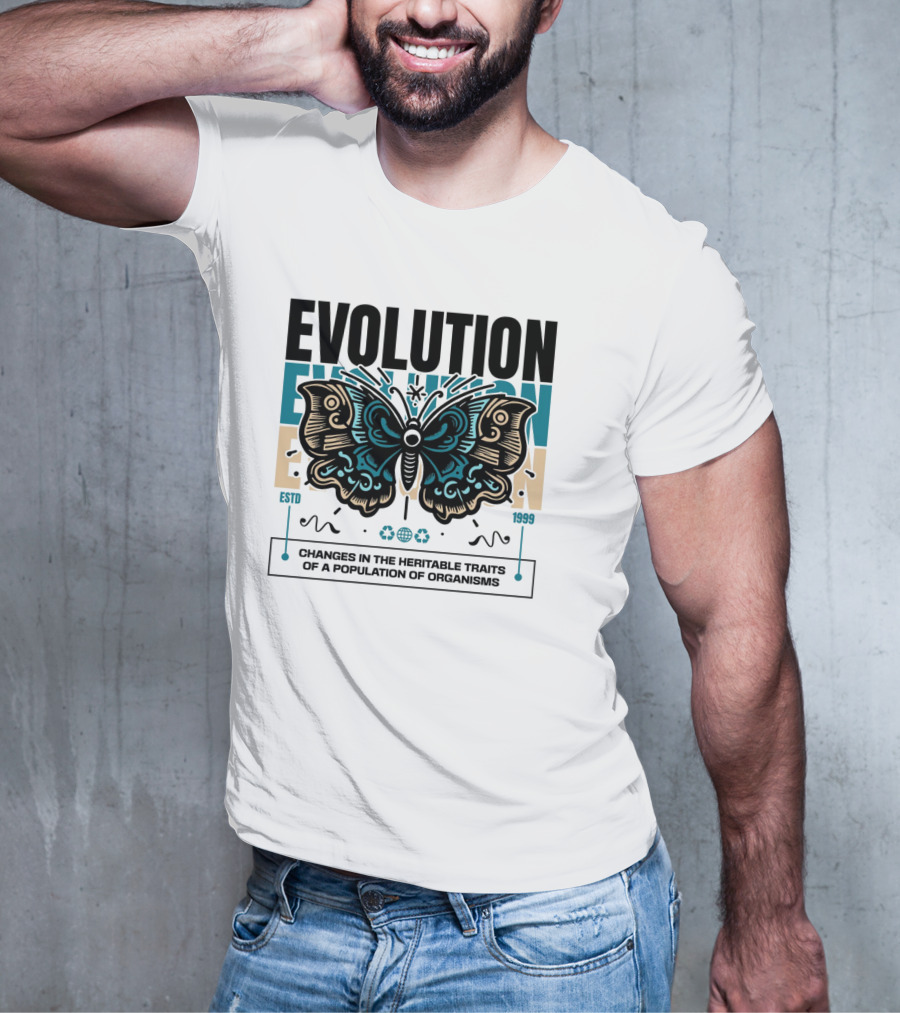 Evolution Butterfly Changes In Heritable Traits ESTD 1999 T-Shirt