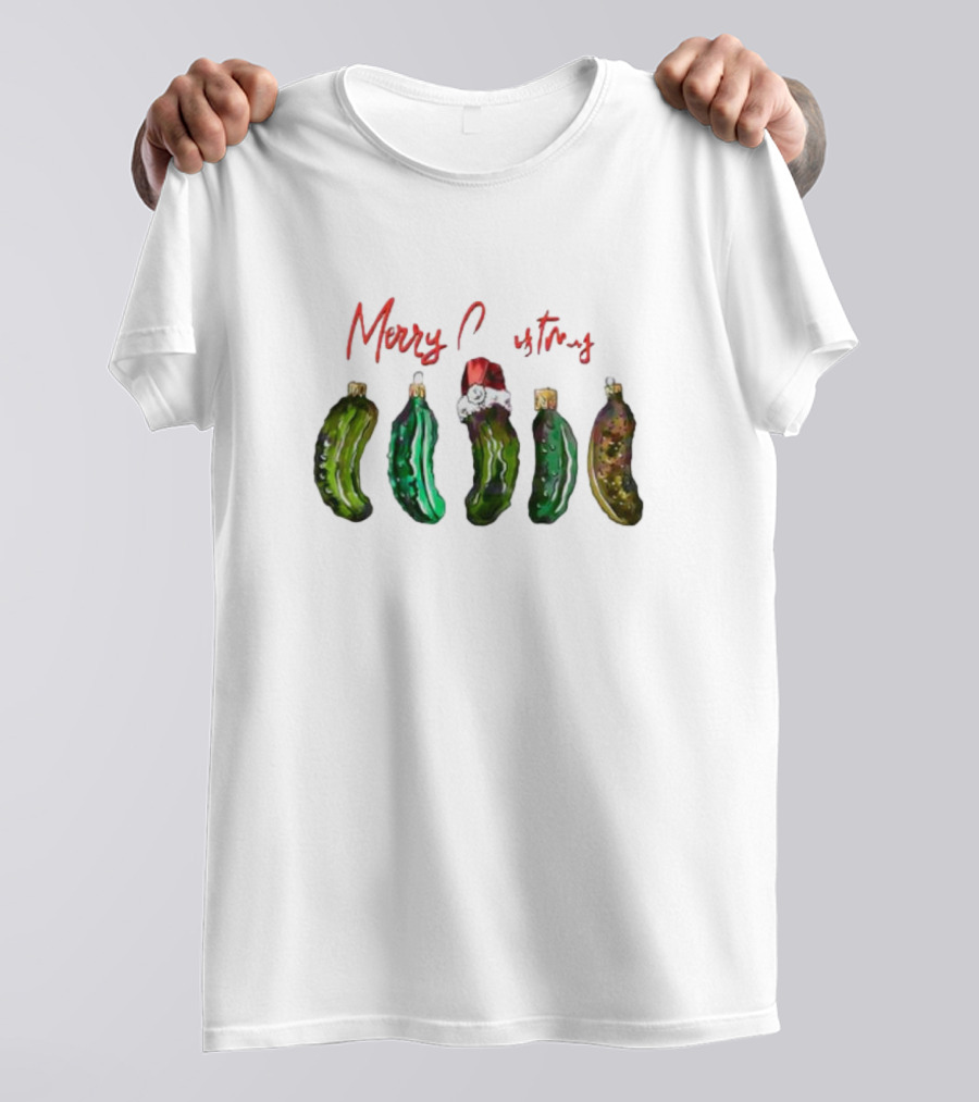 Funny Pickles Merry Christmas Santa Hat Ornaments T-Shirt