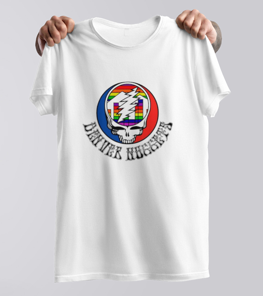 Denver Nuggets Grateful Dead Skull Rainbow Bolt T-Shirt