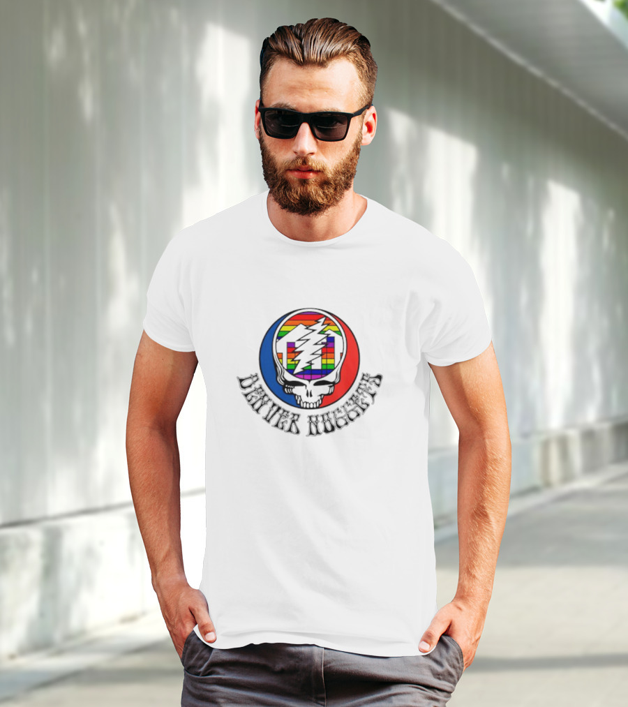 Denver Nuggets Grateful Dead Skull Rainbow Bolt T-Shirt