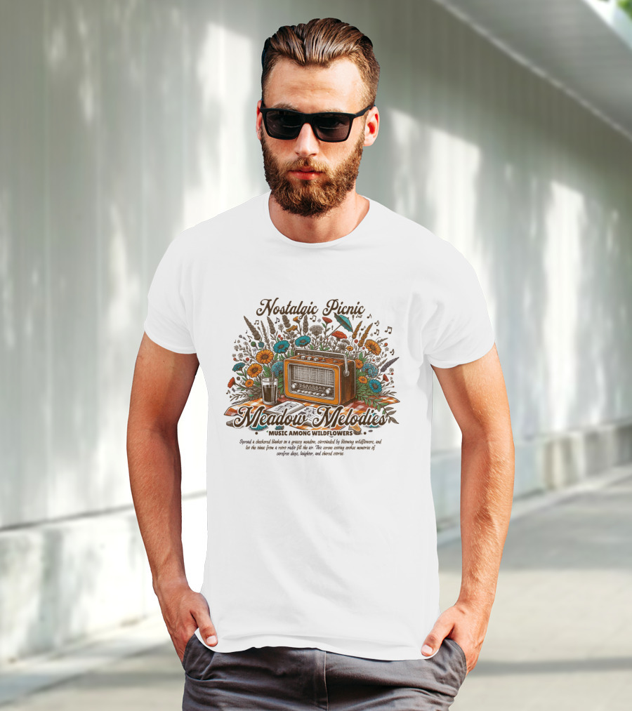 Nostalgic Picnic Meadow Melodies Music Among Wildflowers T-Shirt