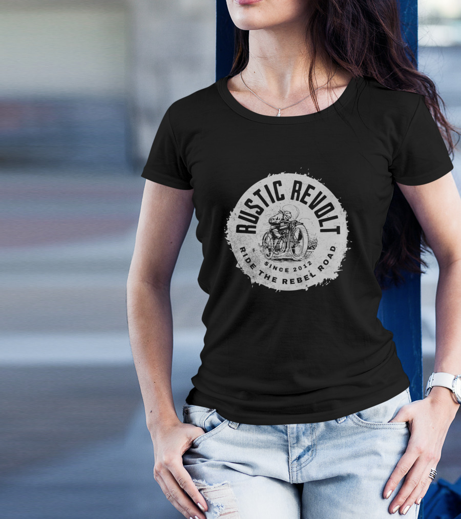 Rustic Revolt Ride The Rebel Road Grunge Motorcycle Since 2012 T-Shirt