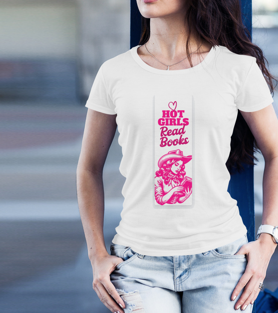 Hot Girls Read Books Cool Vintage Bookmark T-Shirt