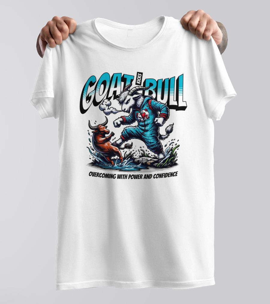 GOAT Kicks Bull Overcoming With Power And Confidence T-Shirt