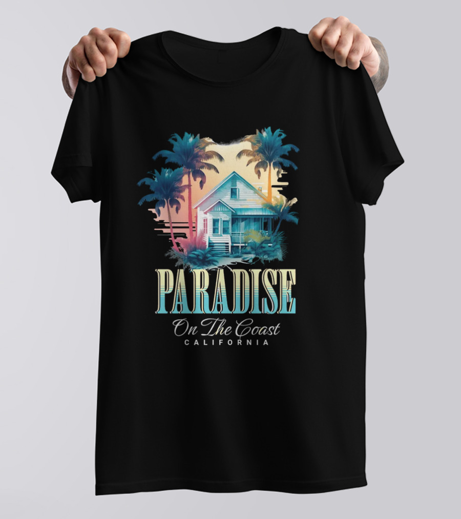 Paradise California Palm Trees Oceanfront Escape T-Shirt