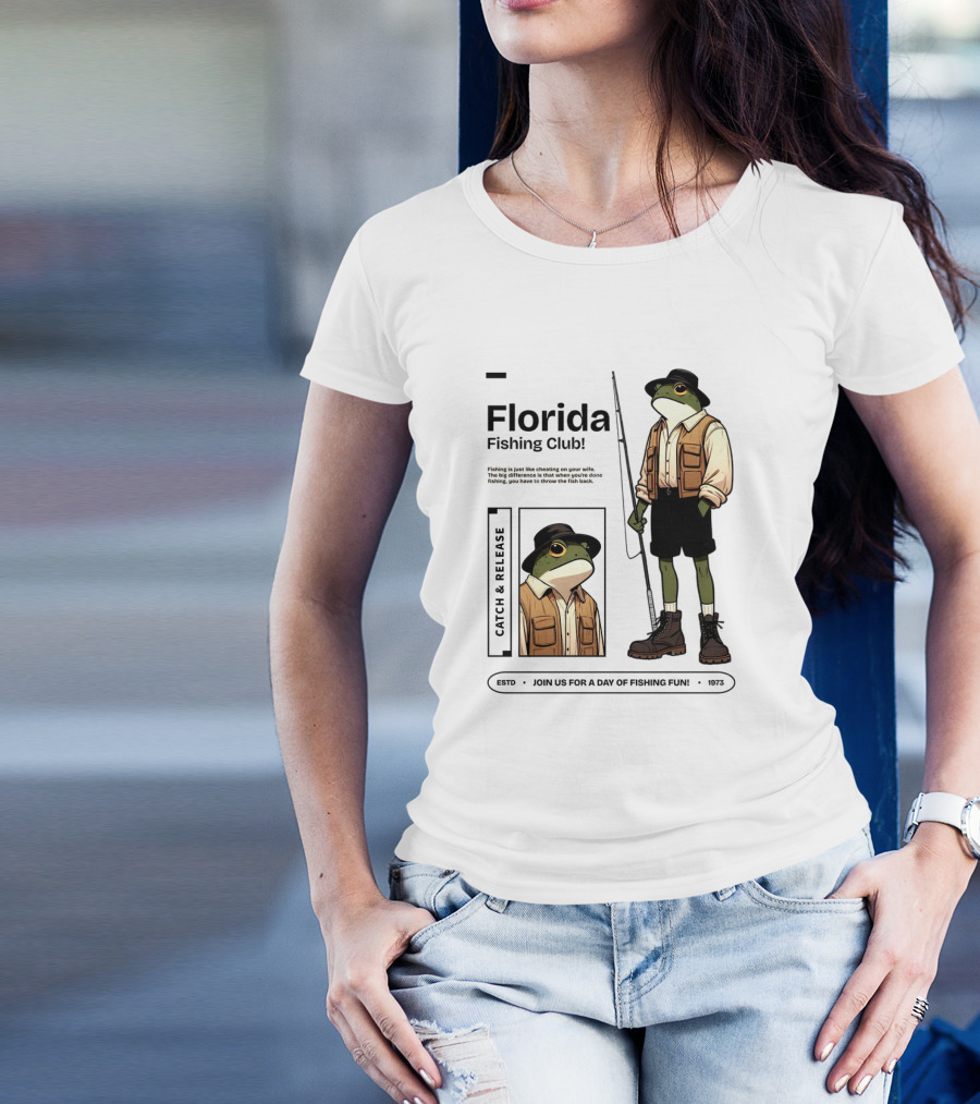 Florida Fishing Club Catch And Release Frog Adventure 1975 T-Shirt