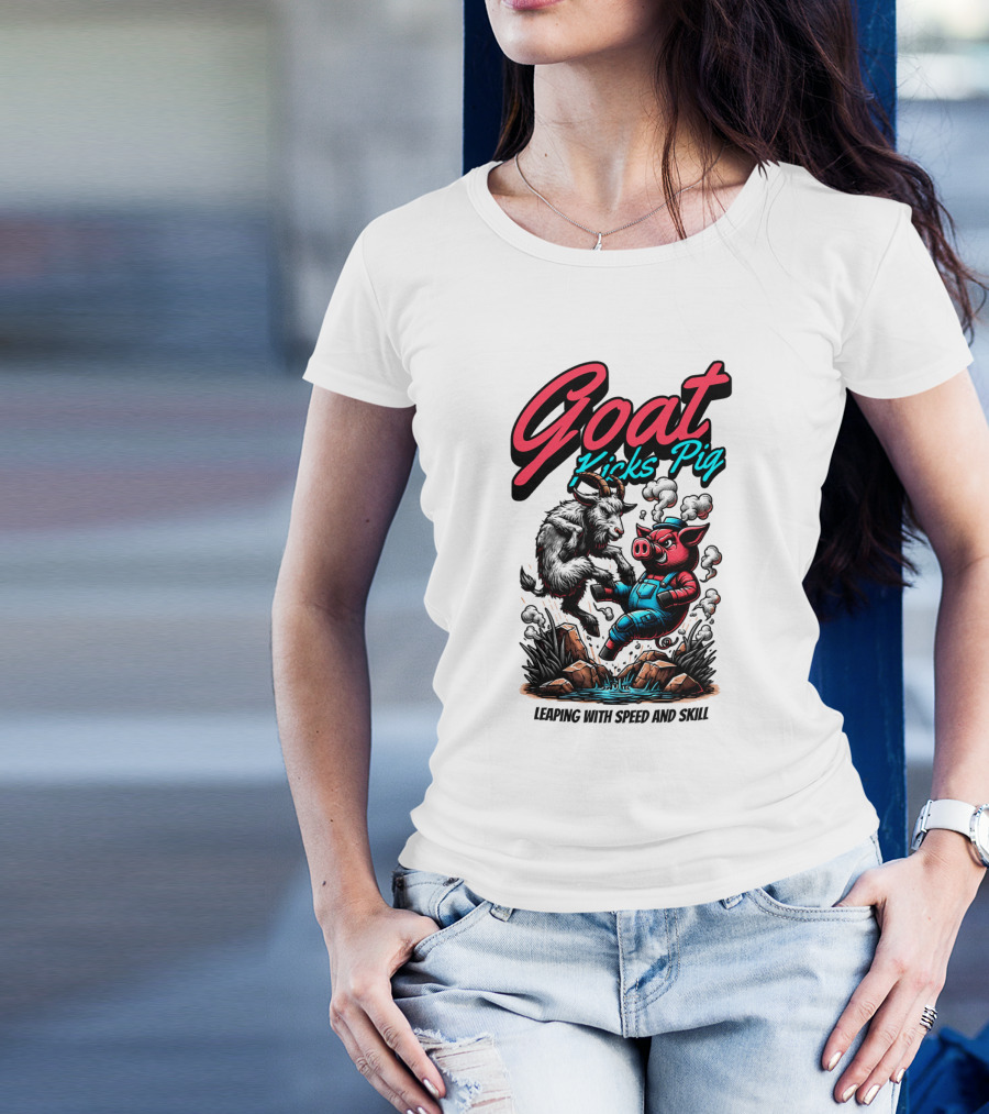 Goat Kicks Pig Leaping With Speed And Skill T-Shirt