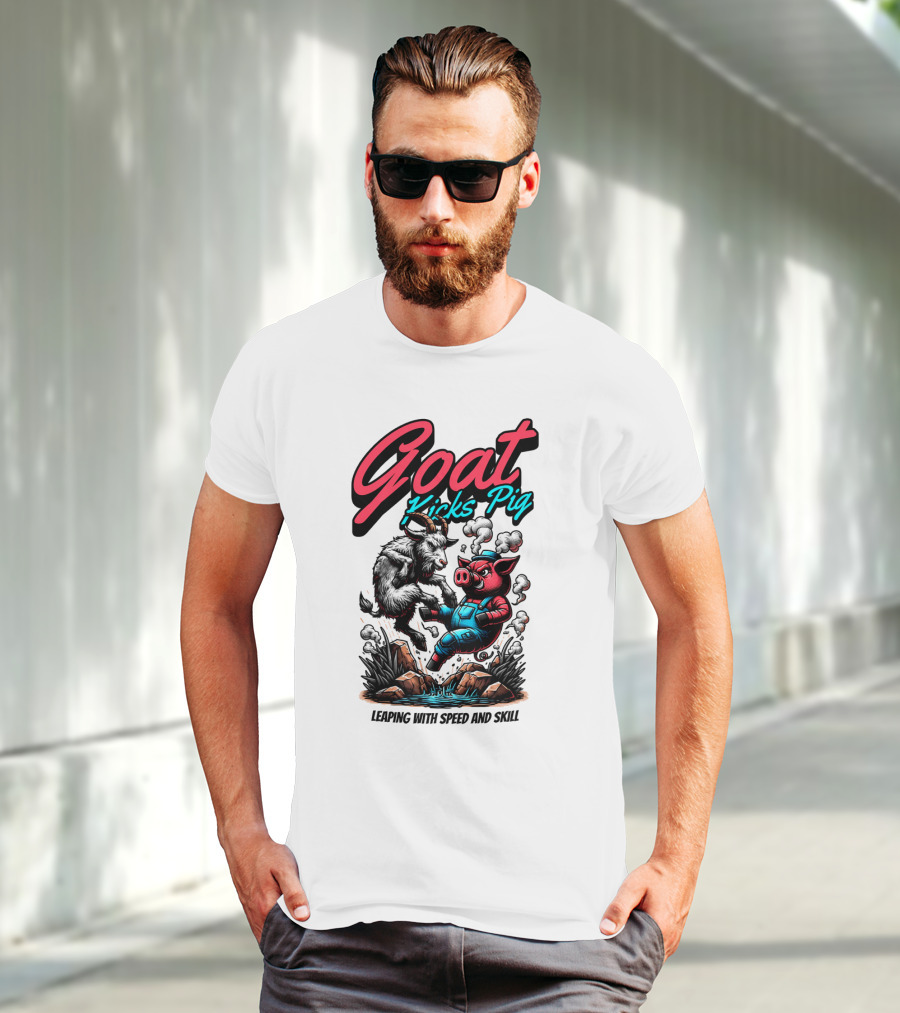 Goat Kicks Pig Leaping With Speed And Skill T-Shirt