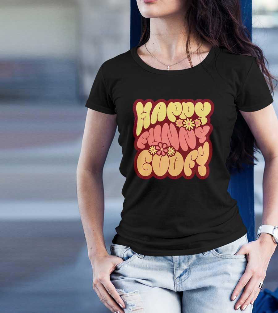 Happy Funny Goofy Retro Flower Power T-Shirt