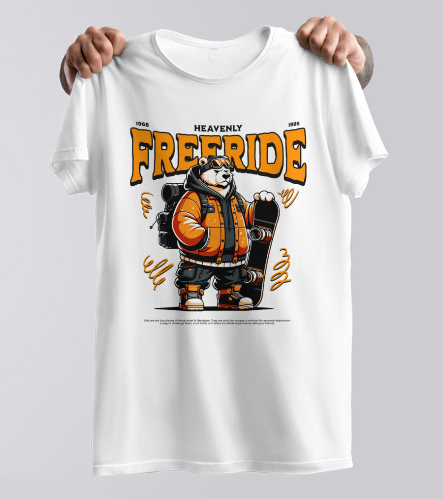 HEAVENLY FREERIDE Polar Bear Snowboard 1968 1995 T-Shirt