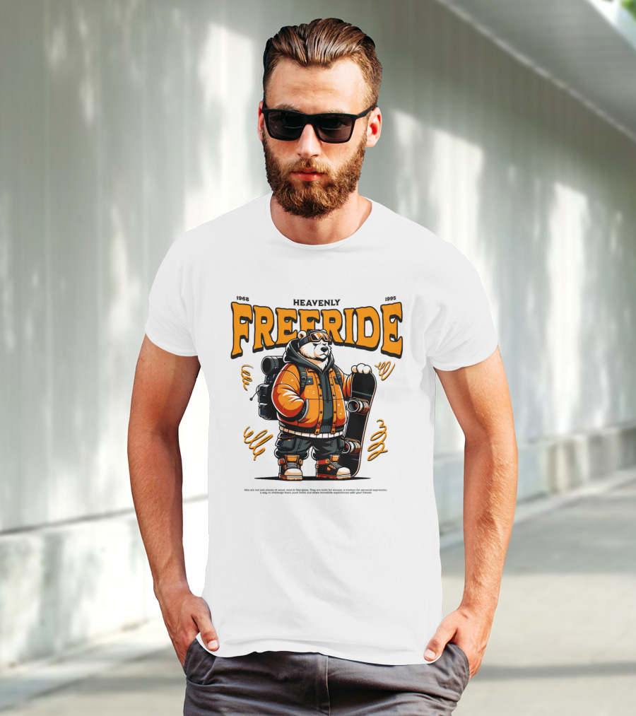 HEAVENLY FREERIDE Polar Bear Snowboard 1968 1995 T-Shirt