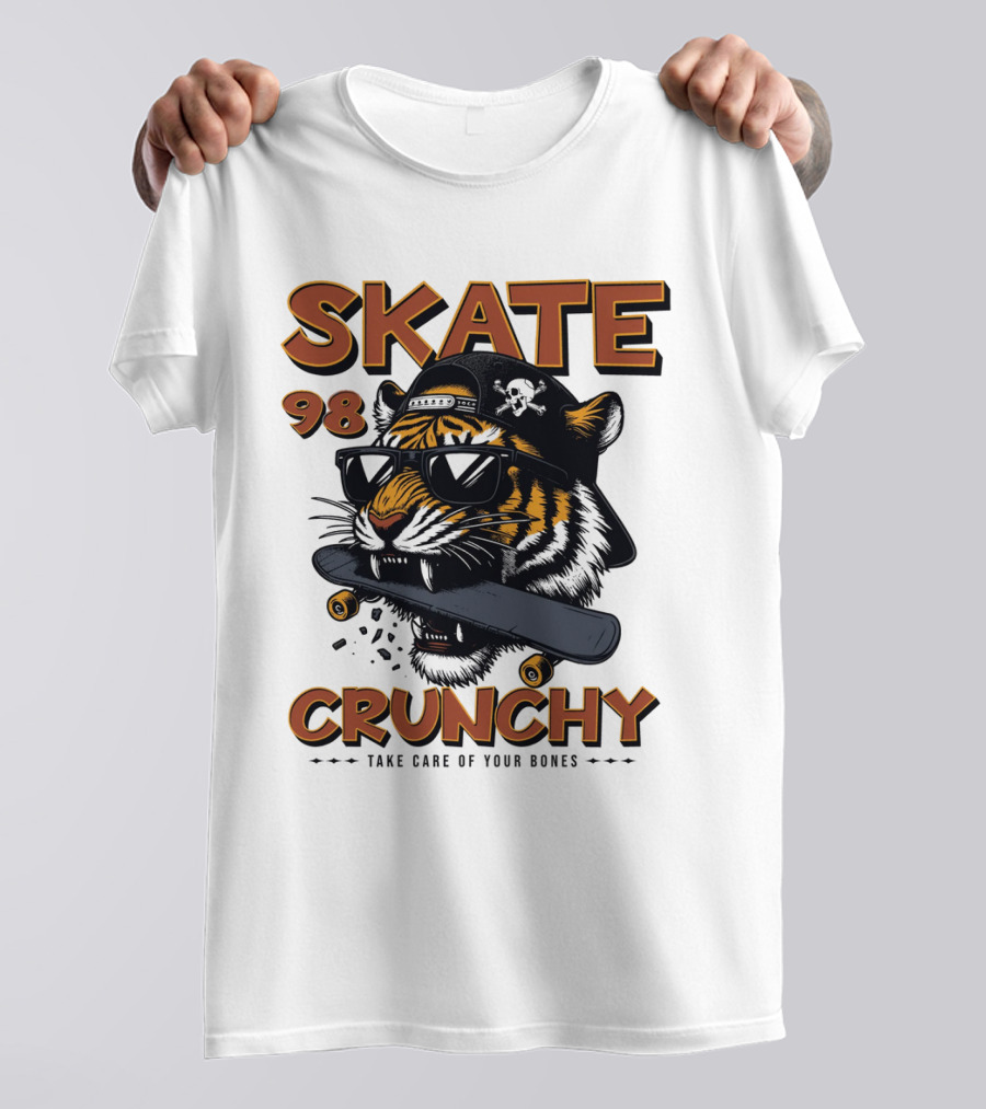 SKATE 98 CRUNCHY Tiger Take Care Of Your Bones T-Shirt