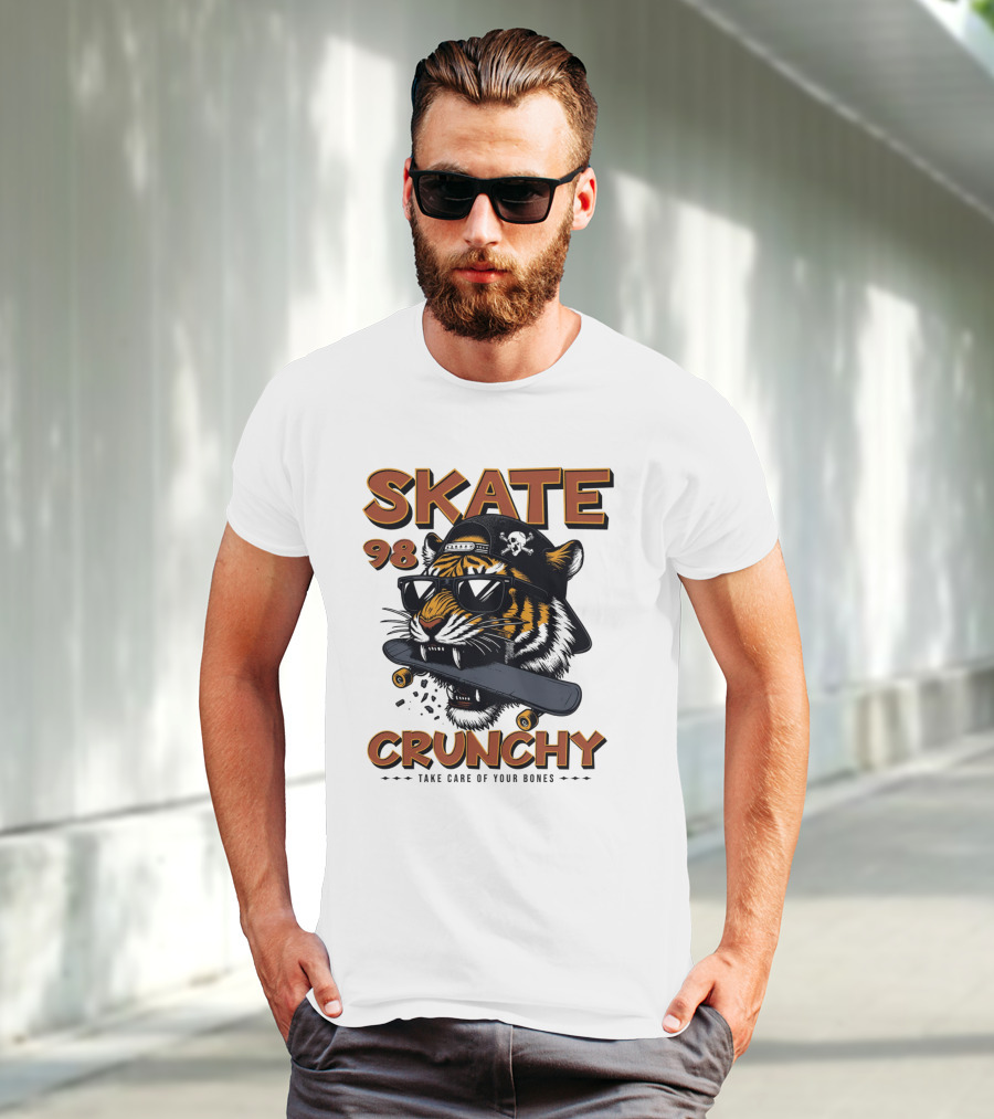 SKATE 98 CRUNCHY Tiger Take Care Of Your Bones T-Shirt