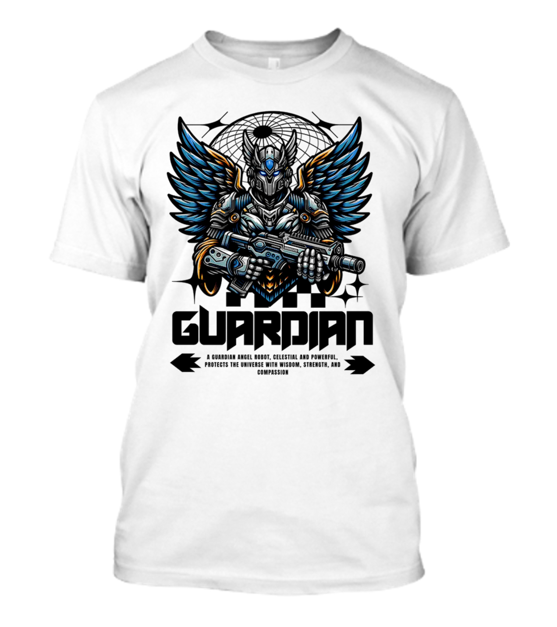 Guardian Angel Robot Celestial And Powerful Protects The Universe With Wisdom Strength And Compassion T-Shirt