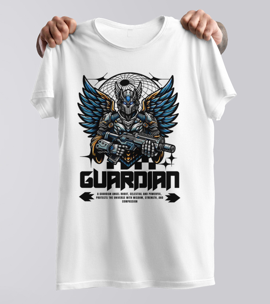 Guardian Angel Robot Celestial And Powerful Protects The Universe With Wisdom Strength And Compassion T-Shirt