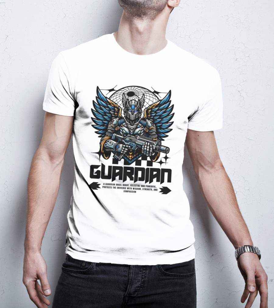 Guardian Angel Robot Celestial And Powerful Protects The Universe With Wisdom Strength And Compassion T-Shirt