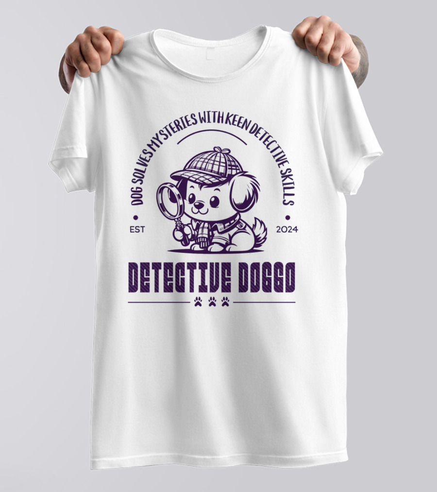 Detective Doggo Dog Solves Mysteries With Keen Detective Skills Est T-Shirt