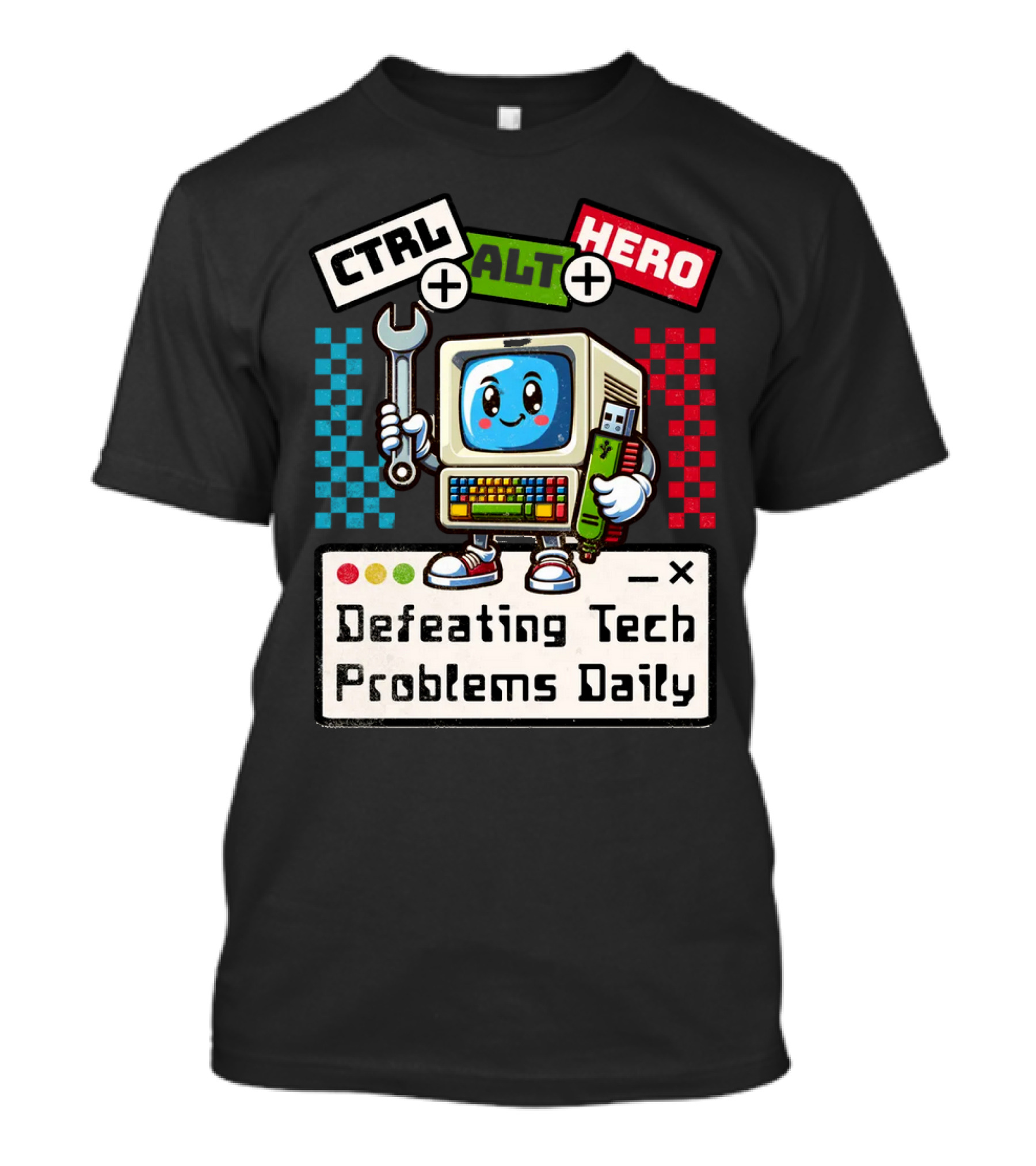 CTRL ALT HERO Retro Computer Defeating Tech Problems Daily T-Shirt