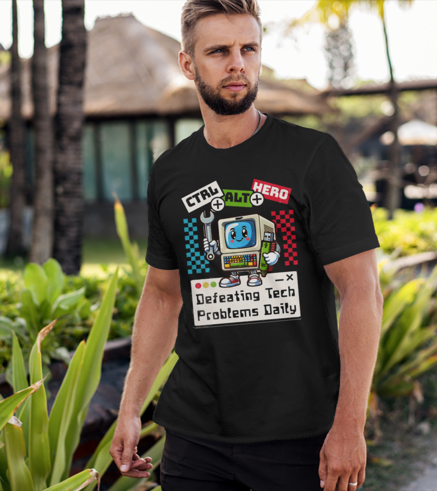 CTRL ALT HERO Retro Computer Defeating Tech Problems Daily T-Shirt