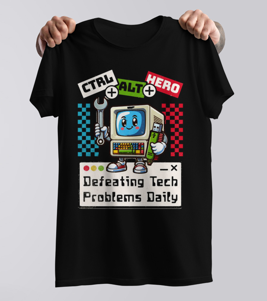 CTRL ALT HERO Retro Computer Defeating Tech Problems Daily T-Shirt