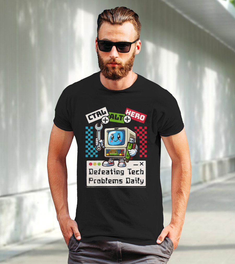 CTRL ALT HERO Retro Computer Defeating Tech Problems Daily T-Shirt