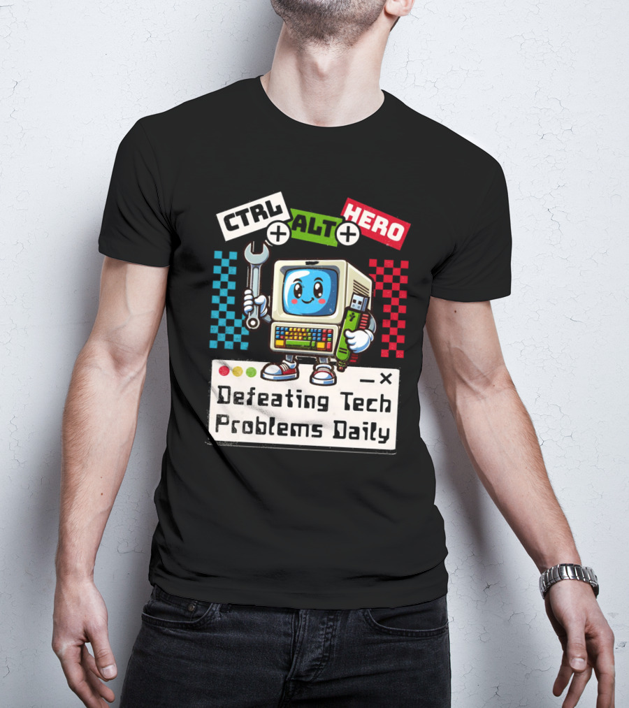 CTRL ALT HERO Retro Computer Defeating Tech Problems Daily T-Shirt