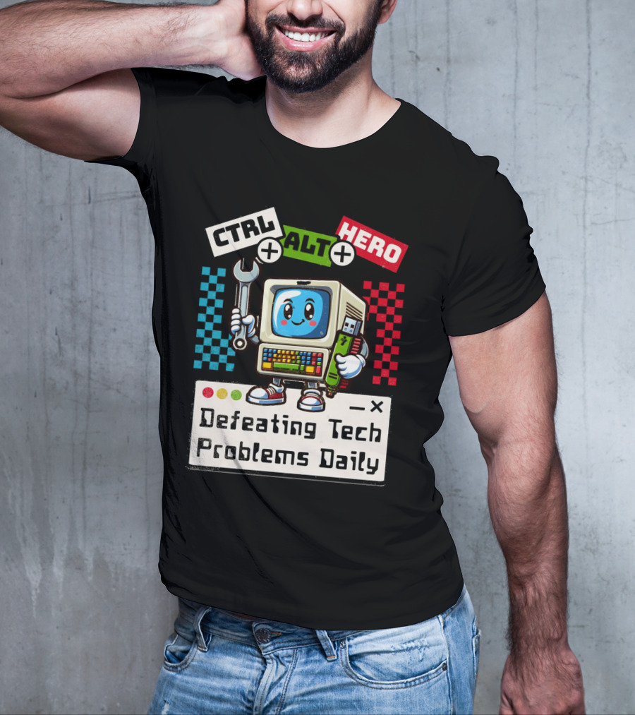 CTRL ALT HERO Retro Computer Defeating Tech Problems Daily T-Shirt